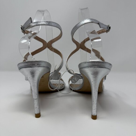 Stuart Weitzman Mariposa 80s Strappy Sandal Heels Women's 9B Silver Formal NWOB - Picture 9 of 16